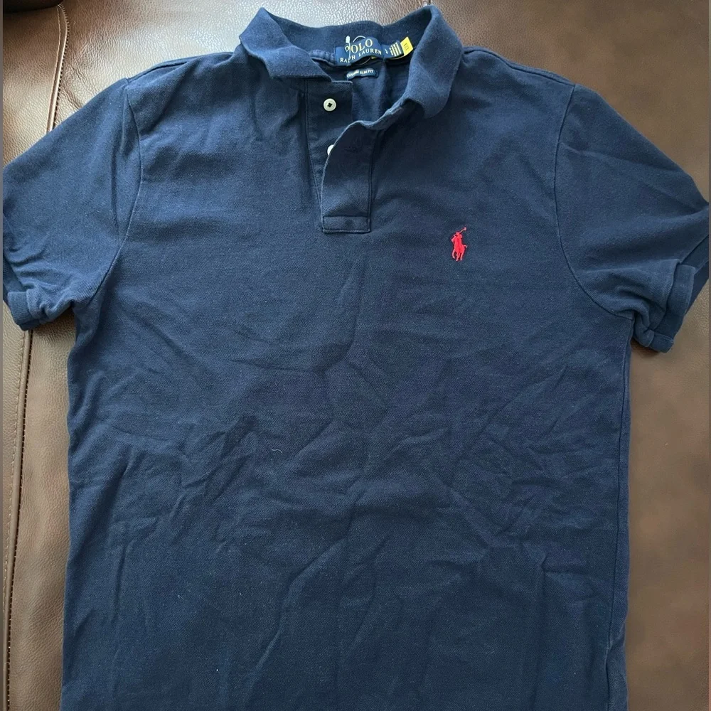 Polo Ralph Lauren Shirt - Large - Custom Slim Fit -Navy Blue - Picture 1 of 8
